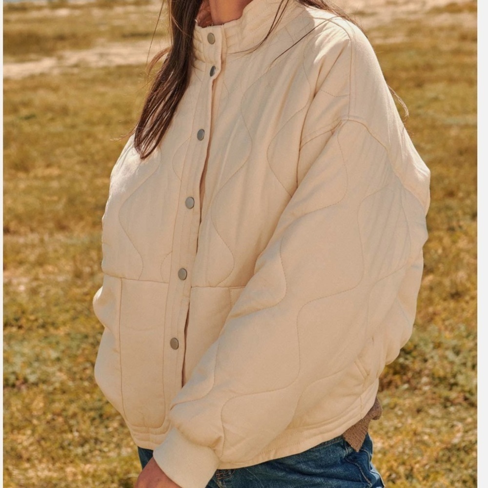 PROMESA QUIET PROMISE QUILTED BOMBER JACKET CREAM SIZE SMALL - Picture 2 of 15
